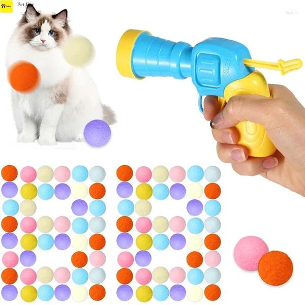 Portadores de gatos, lanzamiento interactivo, juguete de entrenamiento para gatitos, Mini juegos creativos de pistola de tiro, pelota de peluche elástica, juguetes, suministros para mascotas