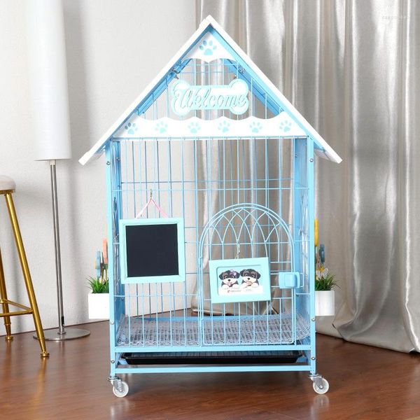 Cat Carriers Iron Paint Dog Cage Luxury Kennel Pet Nest Base With Wheel Supplies Large Indoor