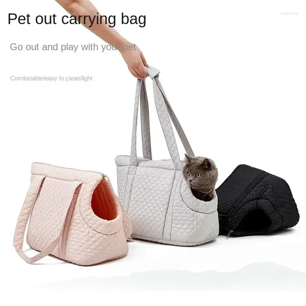 Portadores de gatos versión coreana de mascota otoño e invierno bolsa portátil de algodón bolso de excursión de un solo hombro