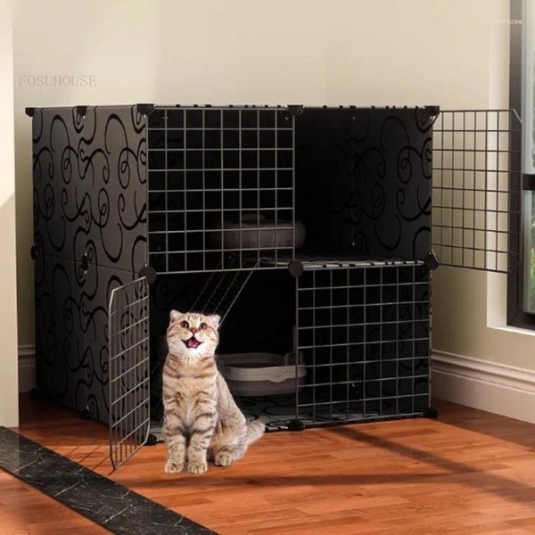 Porte-chats grande Cage maison Durable intérieur panoramique Villa produits pour animaux de compagnie espace libre clôture multi-chat famille chatterie F