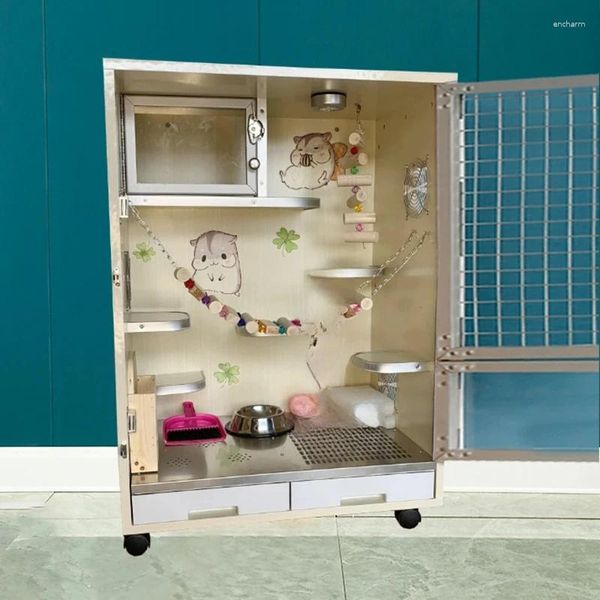 Porte-chats de luxe grande maison moderne en bois massif, Cage créative pour maison Villa avec poulie, fournitures multifonctionnelles pour animaux de compagnie