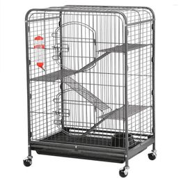 Cage de transport pour chat en métal pour furet et petit animal noir 37''