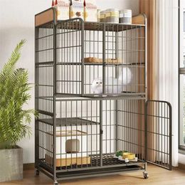 Cages de transport pour chats modernes en maille de fer, Villa de luxe, grand espace libre, deux étages, maison domestique, fournitures de chenil intérieur et extérieur