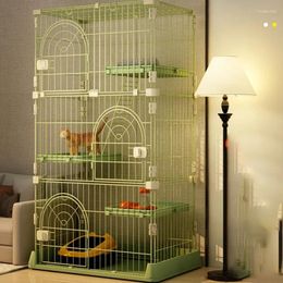 Porte-chats Cage en métal moderne pour salon maison multi-étages grand espace avec lumière de toilette luxe Design Simple chats