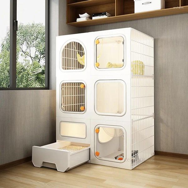 Cages porte-chats multicouches pour maison, intérieur, petit appartement, maison légère, Villa de luxe, bac à litière, Cage intégrée pour chats
