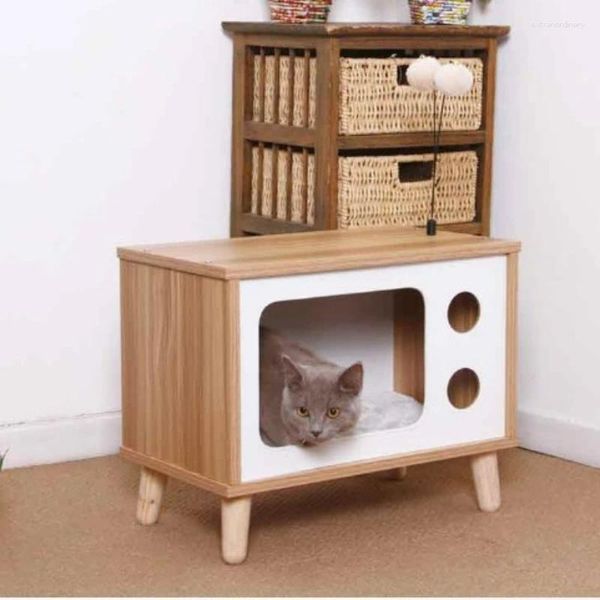 Porte-chat multifonctionnel pour animaux de compagnie, nid de loisirs, TV Radio, planche à griffes, cadre d'escalade, fournitures minimalistes pour la maison pour animaux de compagnie