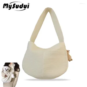 Cat Carriers Mysudui Fashion Pet Bag Outdoor Travel Portable duurzame hondenmessenger geschikt voor kleine huisdieren schoudercanvas