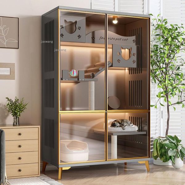 Porte-chats Cages nordiques en bois massif Famille d'accueil minimaliste Chats Maison Animaux Magasin Vitrine Chambre de location moderne Chaton Villa Nid de chien H