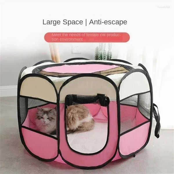 Cage de transport octogonale pour animaux de compagnie, tente en tissu Oxford, imperméable, résistante aux rayures, pliable, fournitures de maternité pour chiens