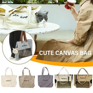 Cat dragers huisdier canvas tas carrier ademende transporter draagbare kleine reispuppy c8e6