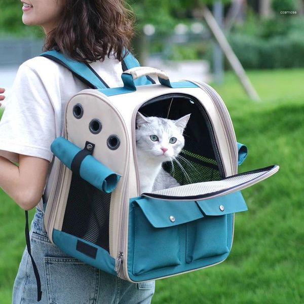 Transportadores para gatos, bolsa portamascotas, mochila portátil y perros pequeños, diseño ventilado plegable al aire libre, perro grande