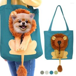 Transportadores para gatos, bolsa portamascotas con bonito diseño de León, bolso de lona portátil para perros pequeños, cremalleras de seguridad transpirables para hombro