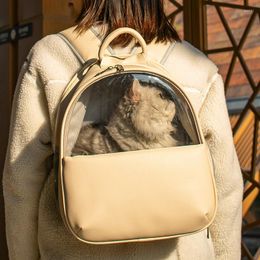 Portadores de gatos Bolsa de transporte para mascotas Múltiples bolsillos para un almacenamiento conveniente de una cómoda mochila de dos hombros Salir portátil