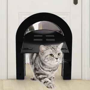 Portadores de gatos pantalla de pantalla de perros de mascota de entrada gratis magnético con puertas de solapa de seguridad de ventana adecuados para madera