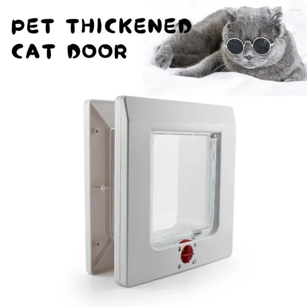 Portadores de gatos puerta de mascota 4 vías bloqueo de seguridad abdspla de plástico aleta puertas controlables puertas de dirección pequeña suministros x0q5