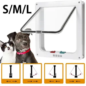 Porteurs de chats Pet Door Abs Strong Flap 4 voies verrouillant la sécurité des portes de fermeture automatique pour Chiot pour chien à domicile