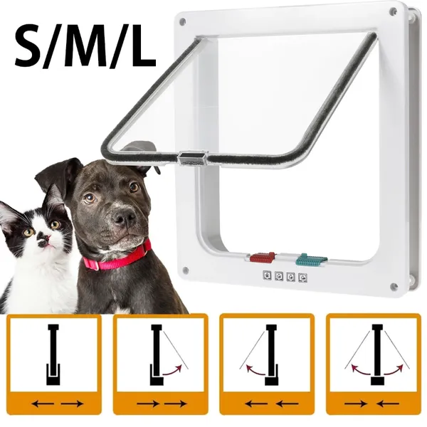 Porteurs de chats Pet Door Abs Strong Flap 4 voies verrouillant la sécurité des portes de fermeture automatique pour Chiot pour chien à domicile