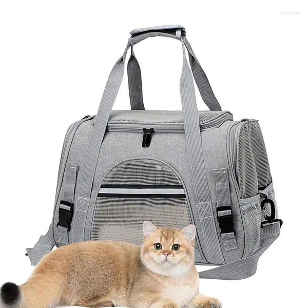 Transportadores para gatos, mascotas para perros pequeños, bolsa de mano plegable, viaje portátil para perros con cremallera, portador de ventana de malla