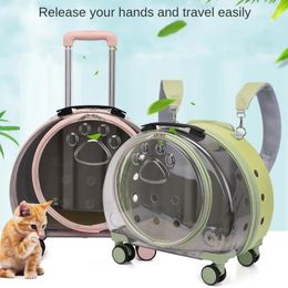 Kattendragers Huisdierenbagage Doorzichtige trekstang Trolley Box Tas Draagbaar hondenvervoer Rugzakaccessoires met grote capaciteit