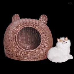 Cat Carriers Pet Rattan bed huishond voor grote grote kleine ronde pluche mat bank draagtassen ademende rugzak