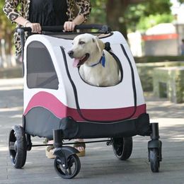 Transportadores para gatos, cochecito para mascotas, perros medianos y grandes, plegables para gatos, perros, personas mayores que caminan, vehículos de cuatro ruedas