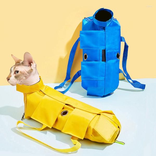 Transportines para gatos, suministros para mascotas, mochila plegable portátil, bolsa de guardería, antiarañazos, mordedura especial fija