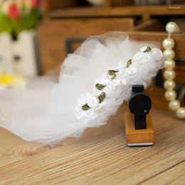 Porteurs de chats Veille de mariage pour animaux épingles à cheveux Costume de mariée accessoires de cheveux pour fille chiot petit chiens tandis que le tulle avec des fleurs artificielles