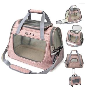 Sac de transport pour chats, sac Portable, grande fenêtre latérale de voiture, peut être équipé d'une barre de traction, écharpe de voyage respirante et pliable pour animaux de compagnie