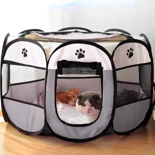 Porte-chats Portable pliant tente pour animaux de compagnie salle de livraison né chiot chenil octogonal stylo abri extérieur facile à installer clôture