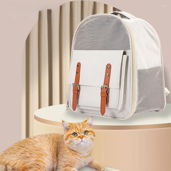 Transportadores para gatos, bolsa de transporte portátil para gatos de gran espacio, bolso de viaje, perros transpirables, malla saliente única, suministros para mascotas Kedi Malzemeleri suaves