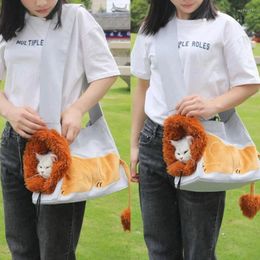 Porte-chats Portable sac fourre-tout pour animaux de compagnie dessin animé Lion grande capacité fenêtre de vue respirant tourisme