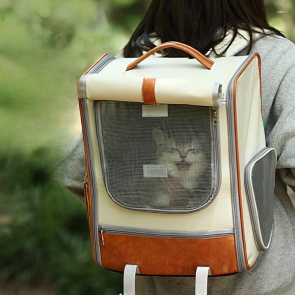 Porte-chats, chiots, épaules respirantes, sac à dos pour animaux, panier de grande capacité, volet roulant, fenêtre, étui de Transport