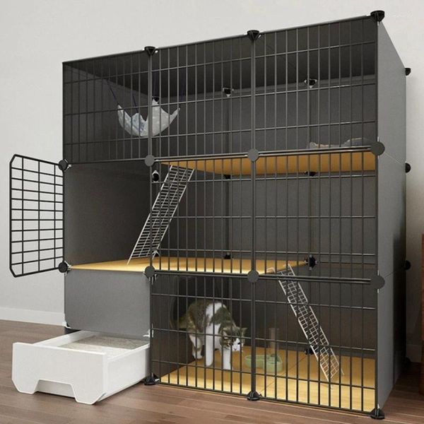 Porte-chats en résine et fer, grandes Cages, espace libre, Villa, maison avec toilettes, ensemble d'intérieur de luxe pour chiens