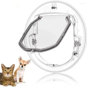 Porte-chat rond Transparent pour animaux de compagnie, avec serrure à 4 voies, porte créative pour la maison et le chiot, accès gratuit, petites fournitures