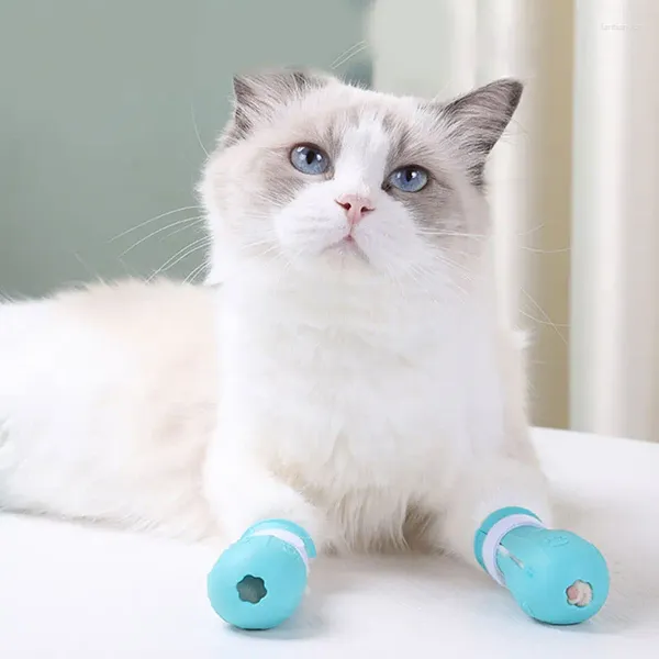 Porteurs de chats en silicone Chaussures anti-rayures pour chats Bottes de compagnie réglables Baignier Couion de la griffe