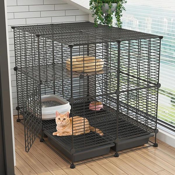 Cages de transport pour chats, Cages simples en maille de fer, très grand espace, Villa, nid d'animaux de compagnie, toilettes intégrées, fournitures d'intérieur de luxe