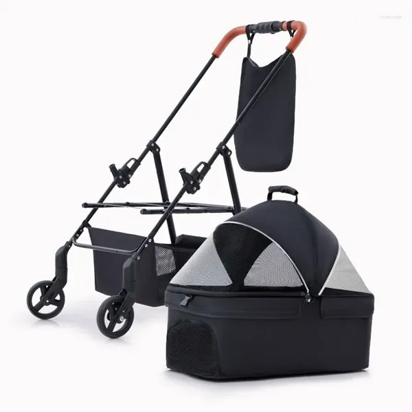 Porte-chats petite poussette pour chien avec transporteur amovible chariot pour chiot extérieur moyen