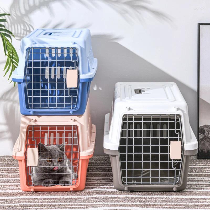 Cat Carriers Small Pet Dog Airline Box Fenced Puppy Car Crate Portable Medium Out Carrying Case