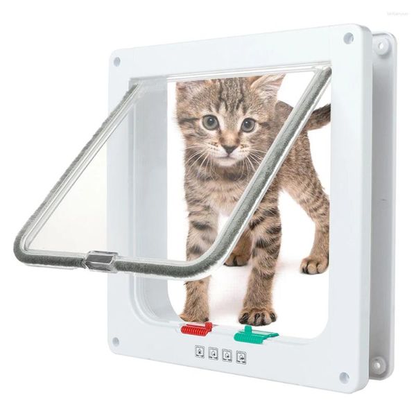 Portadores de gatos mascota magnética de puerta inteligente con puertas de seguridad de gatito de 4 vías puerta de seguridad de gatito de seguridad para suministros de bloqueo de puertas para perros