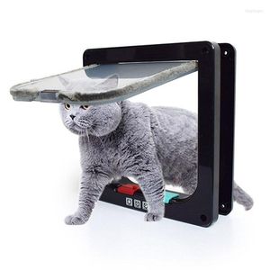 Portadores de gatos, puerta inteligente para mascotas, bloqueo de seguridad de 4 vías, solapa de plástico ABS para perros, interruptor controlable, puertas de dirección, suministros pequeños