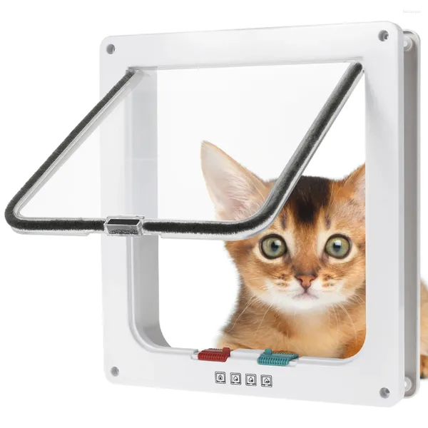 Transporteurs de chats Smart Pet Gates 4 voies verrouillage de sécurité Lock blanc Abs Abs Small Cat Cat Doche à rabat Contrôle contrôlable Direction des animaux de compagnie