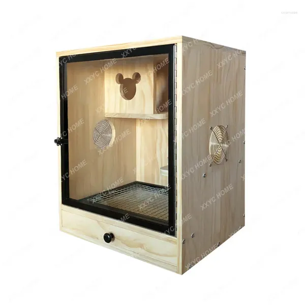 Porteurs de chats en bois massif armoire de cage de cage squirrel villa hamster intime planche écologique box d'alimentation
