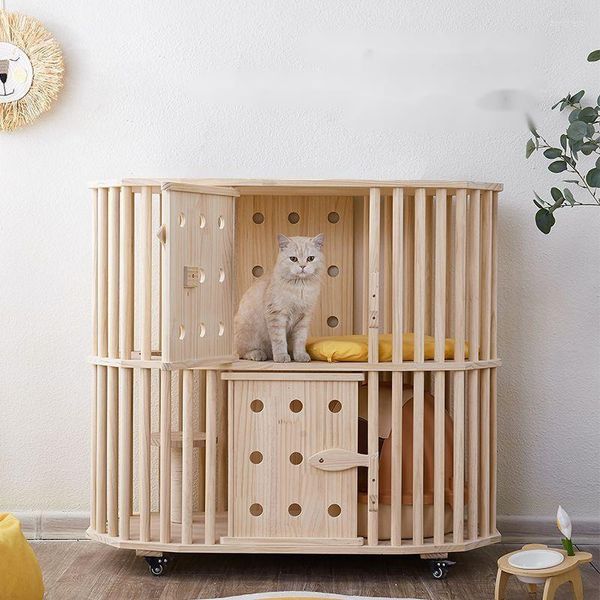 Chat transporteurs en bois massif chien chenil lit Teddy Pet Cage maison Super grand espace armoire pour toutes les saisons