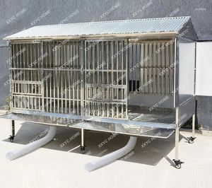 Porteurs de chats en acier inoxydable complet tube carré cage de chien grande étanche extérieure avec soudage des toilettes 304 blanc