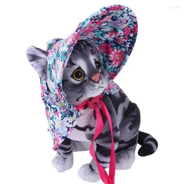 Portadores de gatos Summer Summer Pet visor Ajustable Sports Sport Sombreros Béisbol floral de protección solar transpirable para gatos