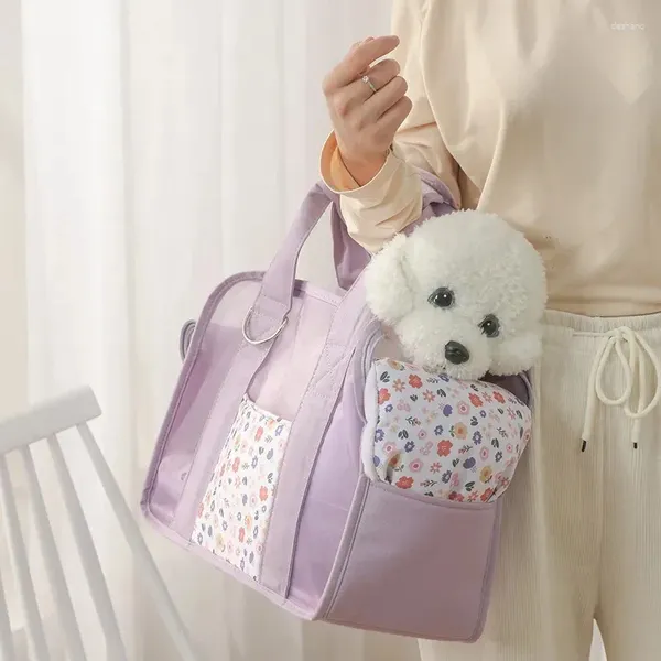 Sac de transport d'été pour chat et petit chien, joli sac de transport Portable pour chiot, sangle d'épaule de voyage avec plusieurs poches pour un rangement pratique