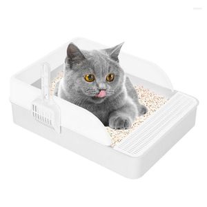 Bac à litière de toilettes pour chat transporteurs semi-ouvert anti-éclaboussures sécurisé et amovible facile à nettoyer
