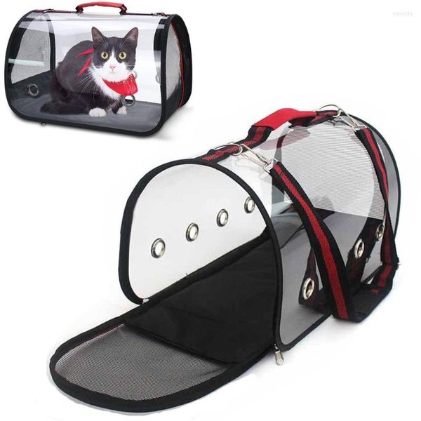 Transportadores para gatos, bolso de hombro transparente, bolsas portamascotas, bolso de malla transpirable para cachorros, jaula de viaje portátil para perros al aire libre