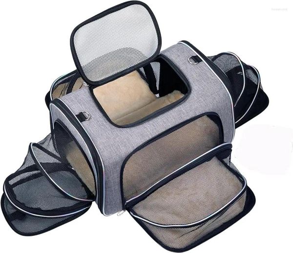 Sac de transport pour chats, sac de voyage extensible sur 4 côtés pour animaux de compagnie, fourre-tout de Transport pliable à côtés souples pour chatons, chiens et petits animaux