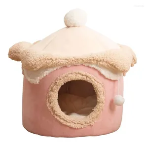 Kattendragers Warme winterhond Diepe slaap Geometrisch ijshuis Fun Comfort Nest voor kleine middelgrote honden Dierbenodigdheden
